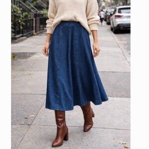 VTG L.L. Bean 100% Tencel Denim Maxi Skirt Women's Size 12 Petite
